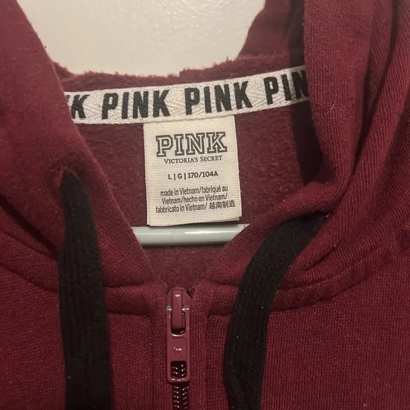 Pink Maroon Colorblock Zip up Jacket size Large Victoria’s Secret soft & comfy - Picture 5 of 6